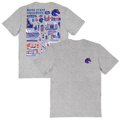 Women's Vive La Fete  Gray Boise State Broncos Impressions Artwork Relaxed Fit T-Shirt