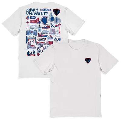 Women's Vive La Fete  White DePaul Blue Demons Impressions Artwork Relaxed Fit T-Shirt