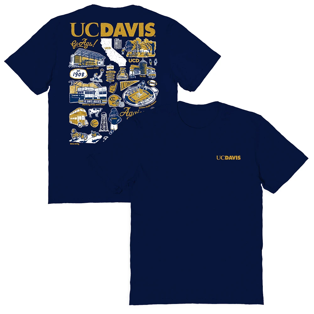 Women's Vive La Fete Navy UC Davis Aggies Impressions Artwork Relaxed Fit T-Shirt