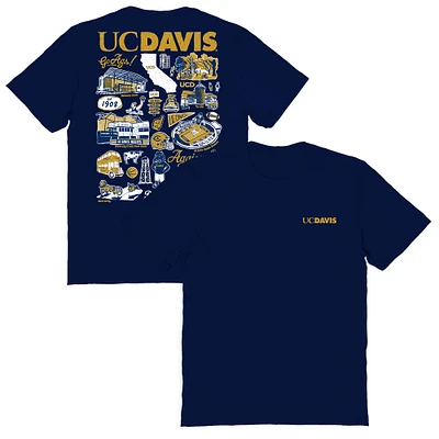 Women's Vive La Fete  Navy UC Davis Aggies Impressions Artwork Relaxed Fit T-Shirt