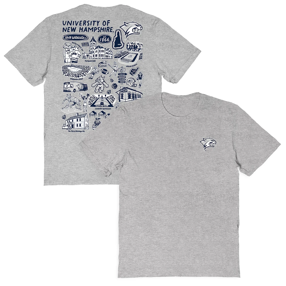 Women's Vive La Fete Gray New Hampshire Wildcats Impressions Artwork Relaxed Fit T-Shirt