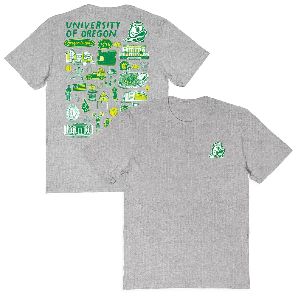 Women's Vive La Fete Gray Oregon Ducks Impressions Artwork Relaxed Fit T-Shirt