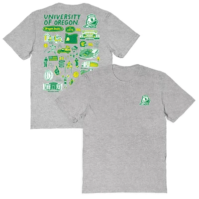 Women's Vive La Fete  Gray Oregon Ducks Impressions Artwork Relaxed Fit T-Shirt