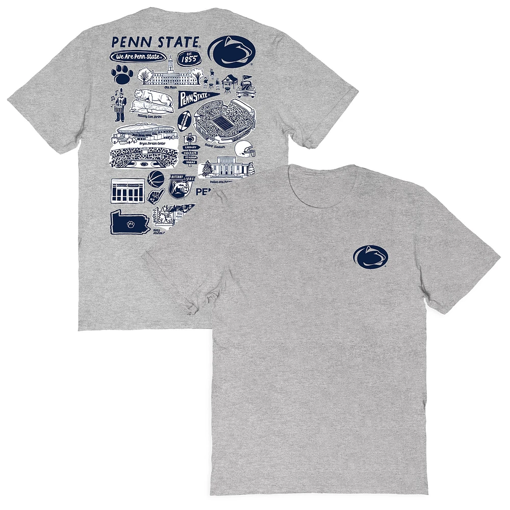 Women's Vive La Fete Gray Penn State Nittany Lions Impressions Artwork Relaxed Fit T-Shirt