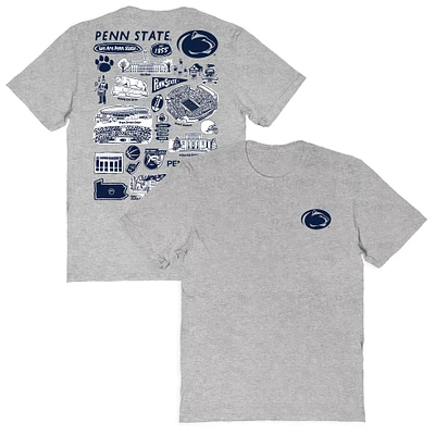 Women's Vive La Fete  Gray Penn State Nittany Lions Impressions Artwork Relaxed Fit T-Shirt