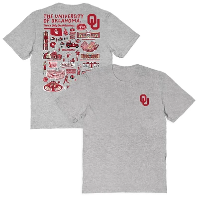 Women's Vive La Fete  Gray Oklahoma Sooners Impressions Artwork Relaxed Fit T-Shirt