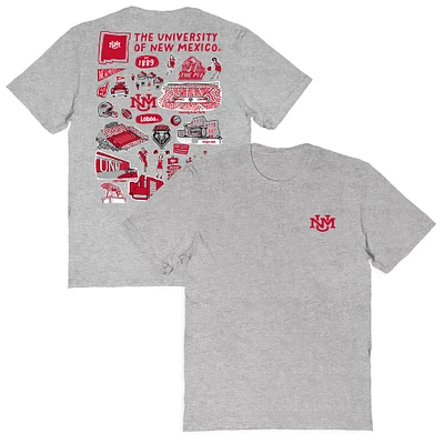 Women's Vive La Fete  Gray New Mexico Lobos Impressions Artwork Relaxed Fit T-Shirt