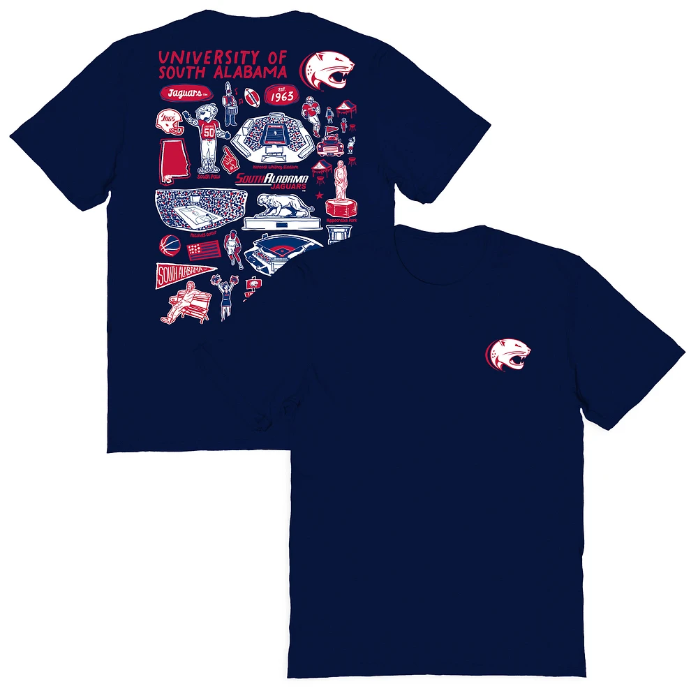 Women's Vive La Fete Navy South Alabama Jaguars Impressions Artwork Relaxed Fit T-Shirt