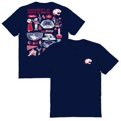 Women's Vive La Fete  Navy South Alabama Jaguars Impressions Artwork Relaxed Fit T-Shirt