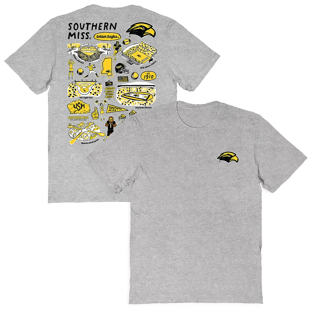 Women's Vive La Fete Gray Southern Miss Golden Eagles Impressions Artwork Relaxed Fit T-Shirt