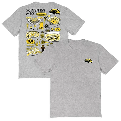 Women's Vive La Fete  Gray Southern Miss Golden Eagles Impressions Artwork Relaxed Fit T-Shirt