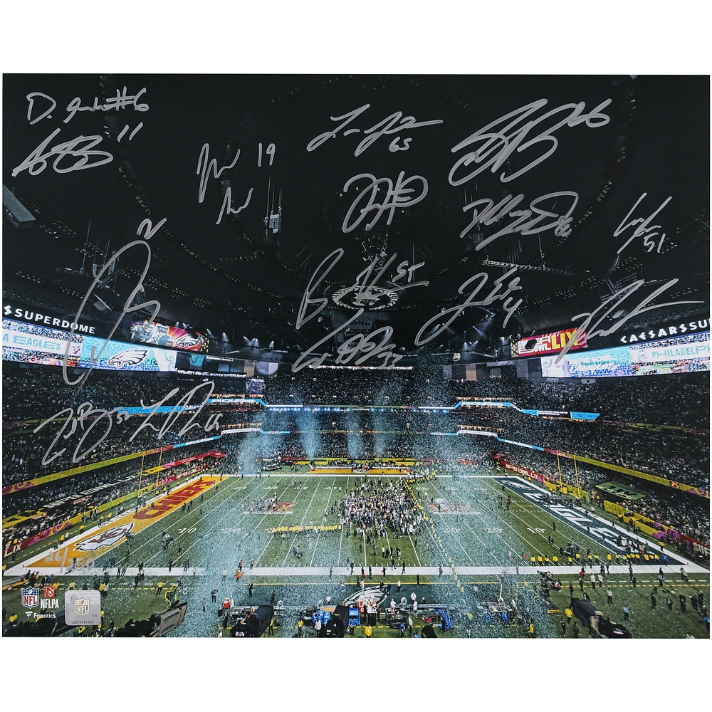 Philadelphia Eagles Autographed 16" x 20" Super Bowl LIX Photograph with 15 Signatures - Limited Edition #26/250