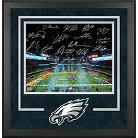 Philadelphia Eagles Autographed Super Bowl LIX Champions Deluxe Framed 16" x 20" Photograph with at least 10 Signatures featuring Jalen Hurts, DeVonta Smith, Cooper DeJean, Dallas Goedert, Saquon Barkley & More! - Limited Edition of 250
