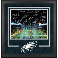 Philadelphia Eagles Autographed Super Bowl LIX Champions Deluxe Framed 16" x 20" Photograph with at least 10 Signatures featuring Jalen Hurts, DeVonta Smith, Cooper DeJean, Dallas Goedert, Saquon Barkley & More! - Limited Edition of 250