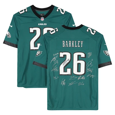 Philadelphia Eagles Super Bowl LIX Champions Autographed Midnight Green Nike Saquon Barkley Game Jersey with 15 Signatures - Limited Edition of 10