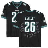 Philadelphia Eagles Super Bowl LIX Champions Autographed Black Nike Saquon Barkley Game Jersey with 15 Signatures - Limited Edition of 10