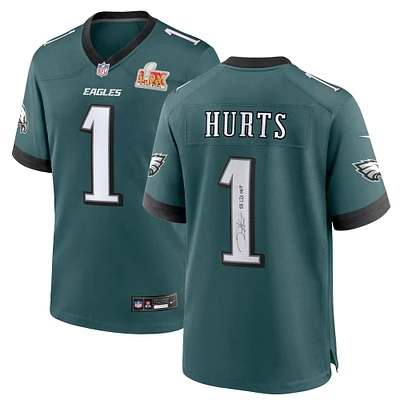 Jalen Hurts Philadelphia Eagles Autographed Super Bowl LIX Champions Nike Midnight Green Game Jersey with "SB LIX MVP" Inscription