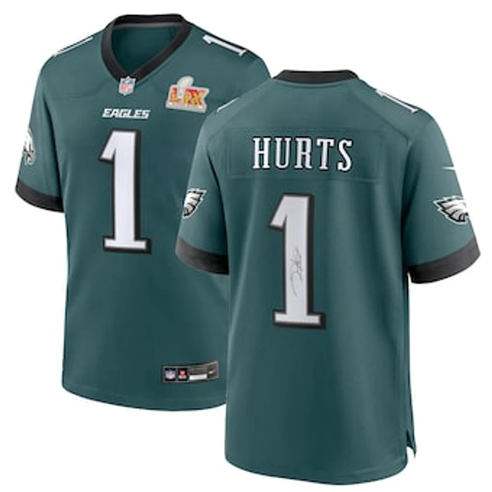 Jalen Hurts Philadelphia Eagles Autographed Super Bowl LIX Champions Nike Midnight Green Game Jersey