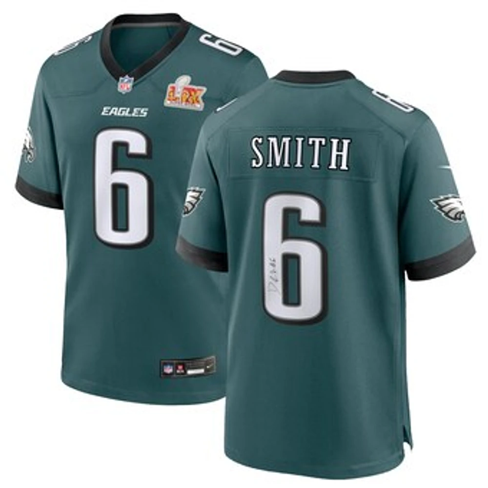 DeVonta Smith Philadelphia Eagles Autographed Super Bowl LIX Champions Nike Midnight Green Game Jersey