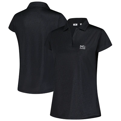 Women's FootJoy  Black FedEx St. Jude Championship Printed Cap Sleeve Polo