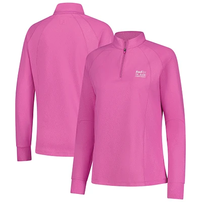 Women's FootJoy  Pink FedEx St. Jude Championship Embossed Raglan ProDry Quarter-Zip Pullover