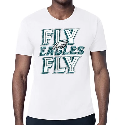 Men's Starter  White Philadelphia Eagles Distressed Phrase T-Shirt