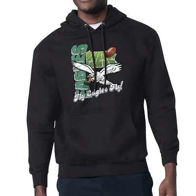 Men's Starter  Black Philadelphia Eagles Retro State Field Fleece Pullover Hoodie
