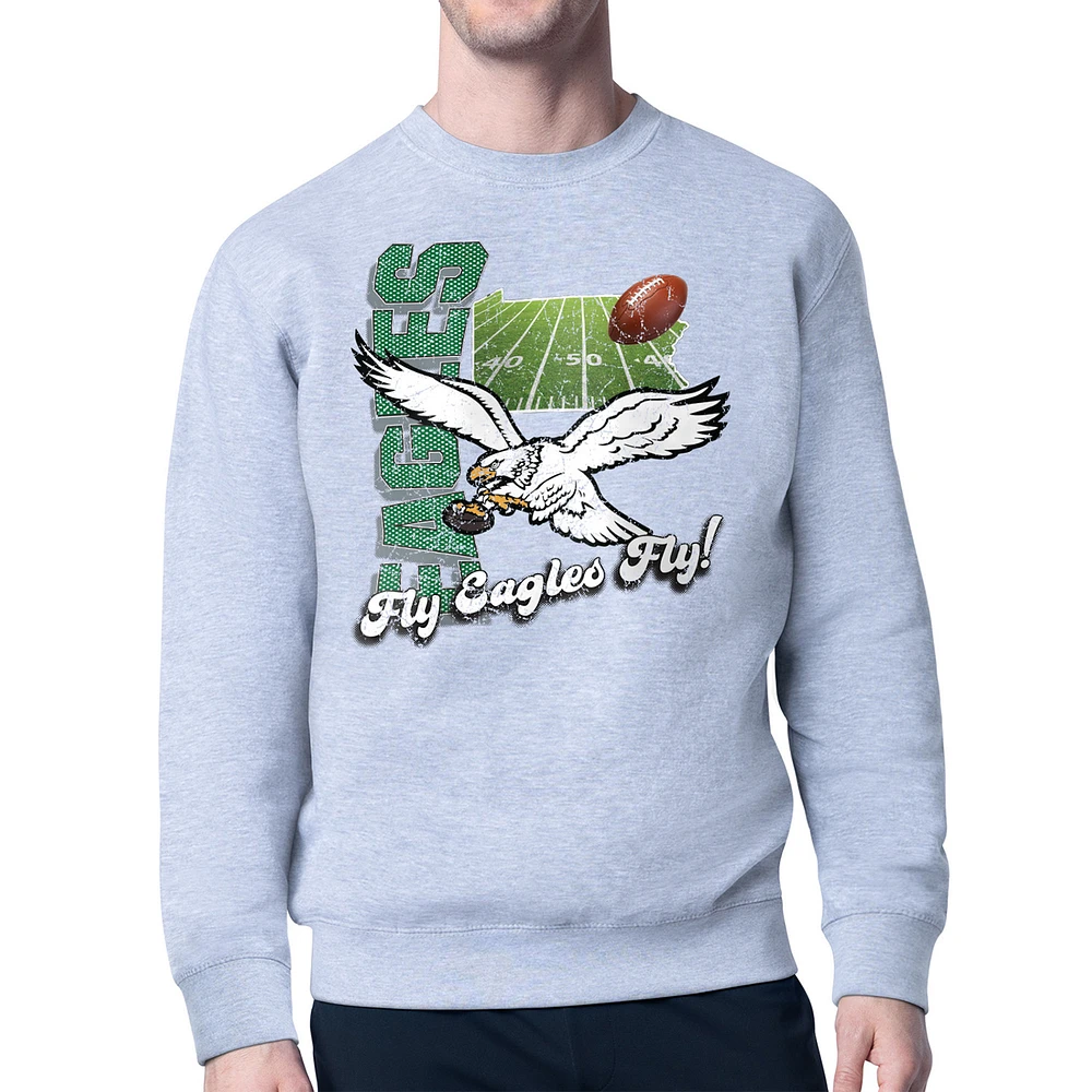 Men's Starter Philadelphia Eagles Distressed Retro State Field Fleece Pullover Sweatshirt