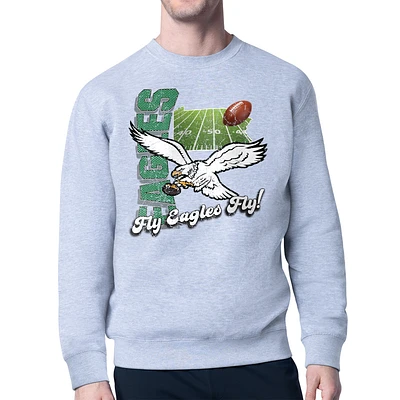 Men's Starter Philadelphia Eagles Distressed Retro State Field Fleece Pullover Sweatshirt