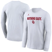 Men's Jordan Brand White Oklahoma Sooners 2025 On-Court Bench Long Sleeve T-Shirt