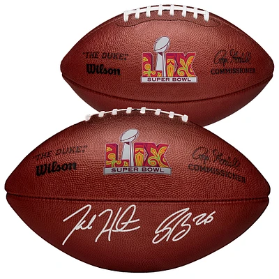 Jalen Hurts & Saquon Barkley Philadelphia Eagles Autographed Super Bowl LIX Champions Wilson Duke Football