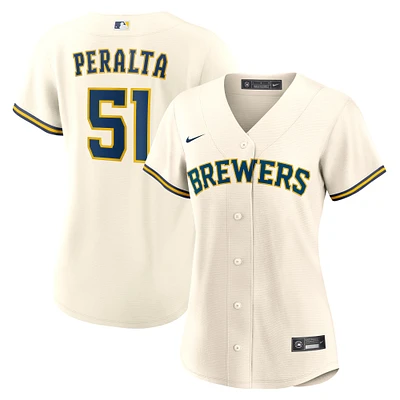 Women's Nike Freddy Peralta Cream Milwaukee Brewers Home Replica Jersey
