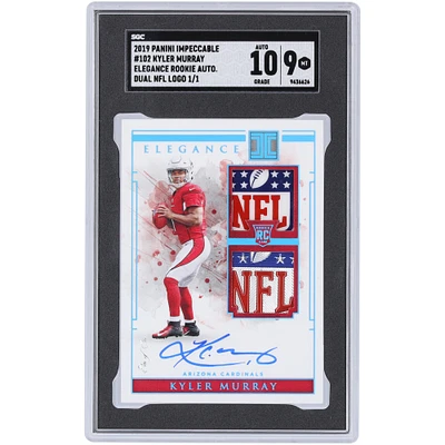 Kyler Murray Arizona Cardinals Autographed 2019 Panini Impeccable Dual NFL Shield Relic #102 #1/1 SGC Authenticated 9/10 Rookie Card