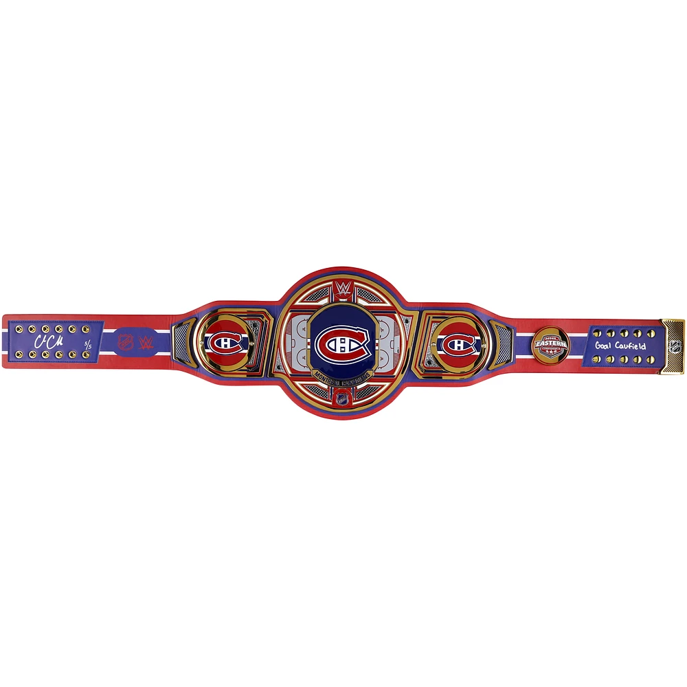 Cole Caufield Montreal Canadiens Autographed WWE Legacy Title Belt with "Goal Caufield" Inscription - Limited Edition #5/5
