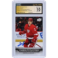 Simon Edvinsson Detroit Red Wings Autographed 2023-24 Upper Deck Series 1 Debut Dates #DD-20 CGC Fanatics Witnessed Authenticated 10/10 Rookie Card