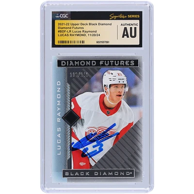Lucas Raymond Detroit Red Wings Autographed 2021-22 Upper Deck Black Diamond Diamond Futures #BDF-LR #/249 CGC Fanatics Witnessed Authenticated Rookie Card