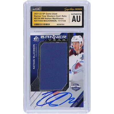 Nathan MacKinnon Colorado Avalanche Autographed 2021-22 Upper Deck SP Game Used Banner Year Western Conference Relic #BYW-NM CGC Fanatics Witnessed Authenticated / Card