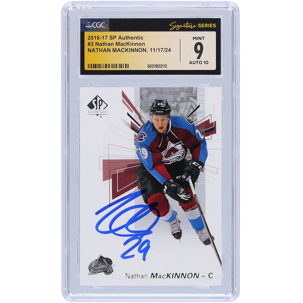 Nathan MacKinnon Colorado Avalanche Autographed 2016-17 Upper Deck SP Authentic #3 CGC Fanatics Witnessed Authenticated 9/10 Card