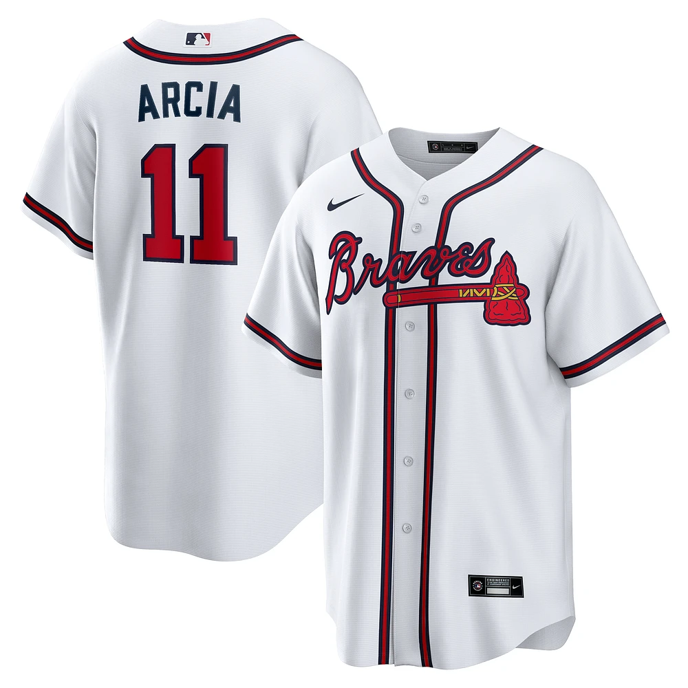 Men's Nike Orlando Arcia White Atlanta Braves Home Replica Jersey