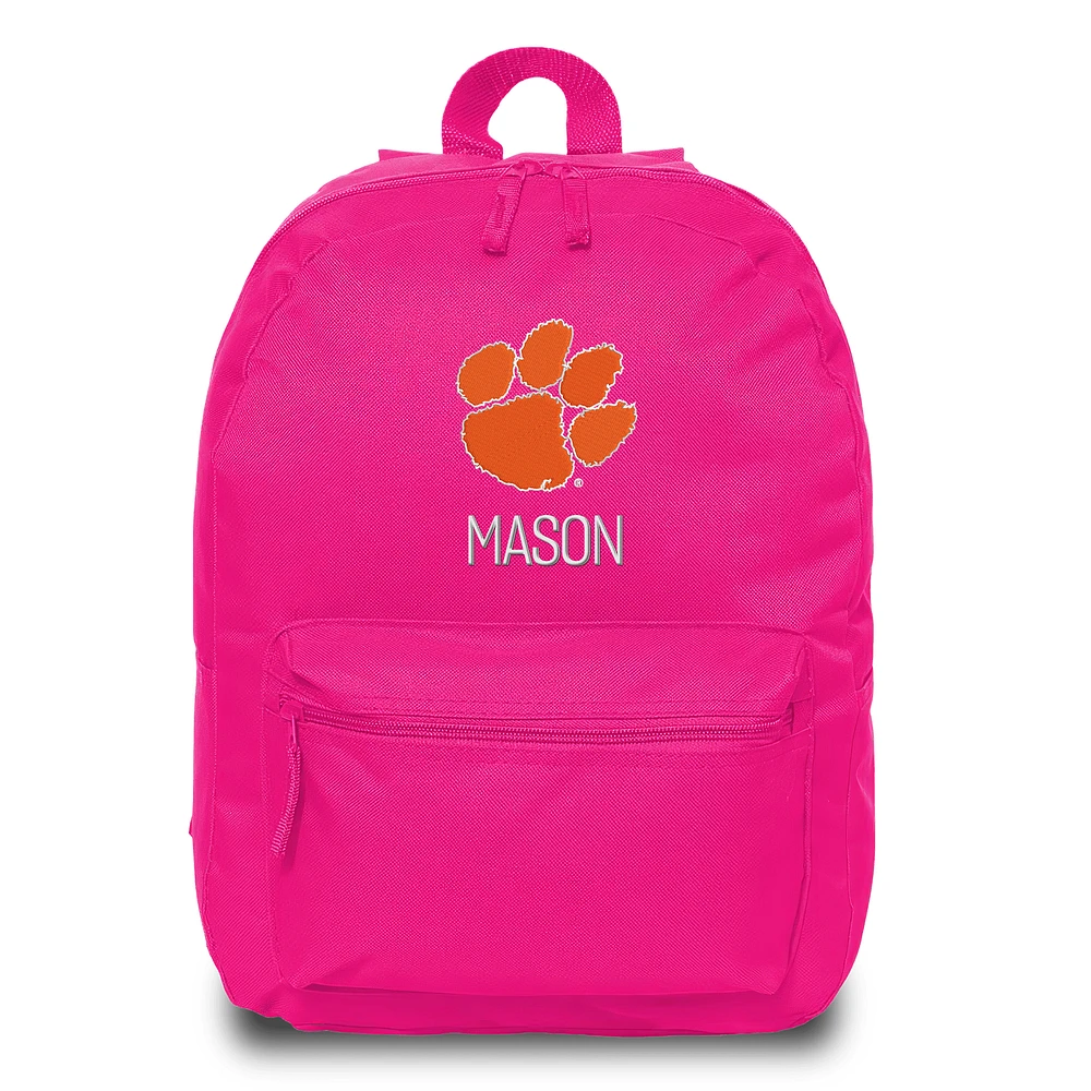 Chad & Jake Pink Clemson Tigers Personalized Backpack