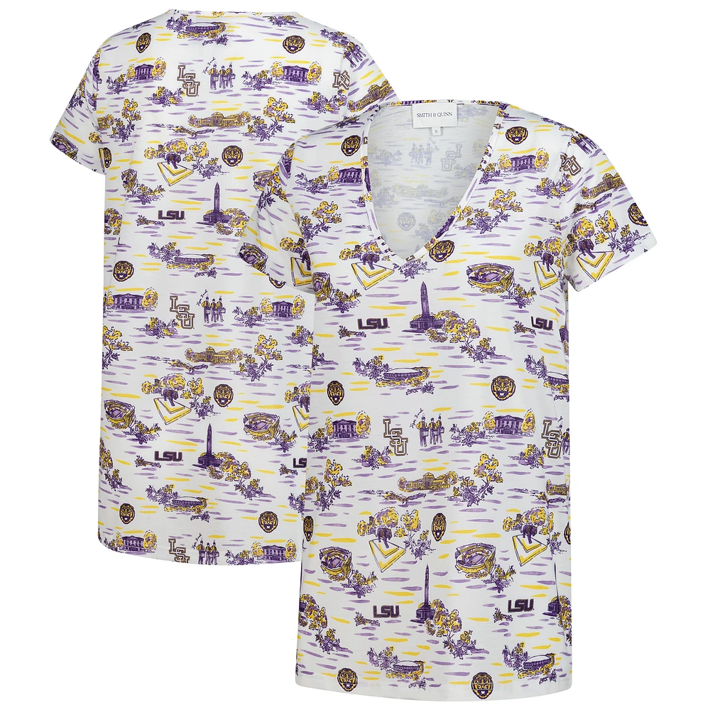 Women's Smith & Quinn White LSU Tigers Blake V-Neck T-Shirt