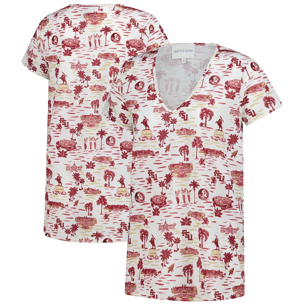 Women's Smith & Quinn White Florida State Seminoles Blake V-Neck T-Shirt