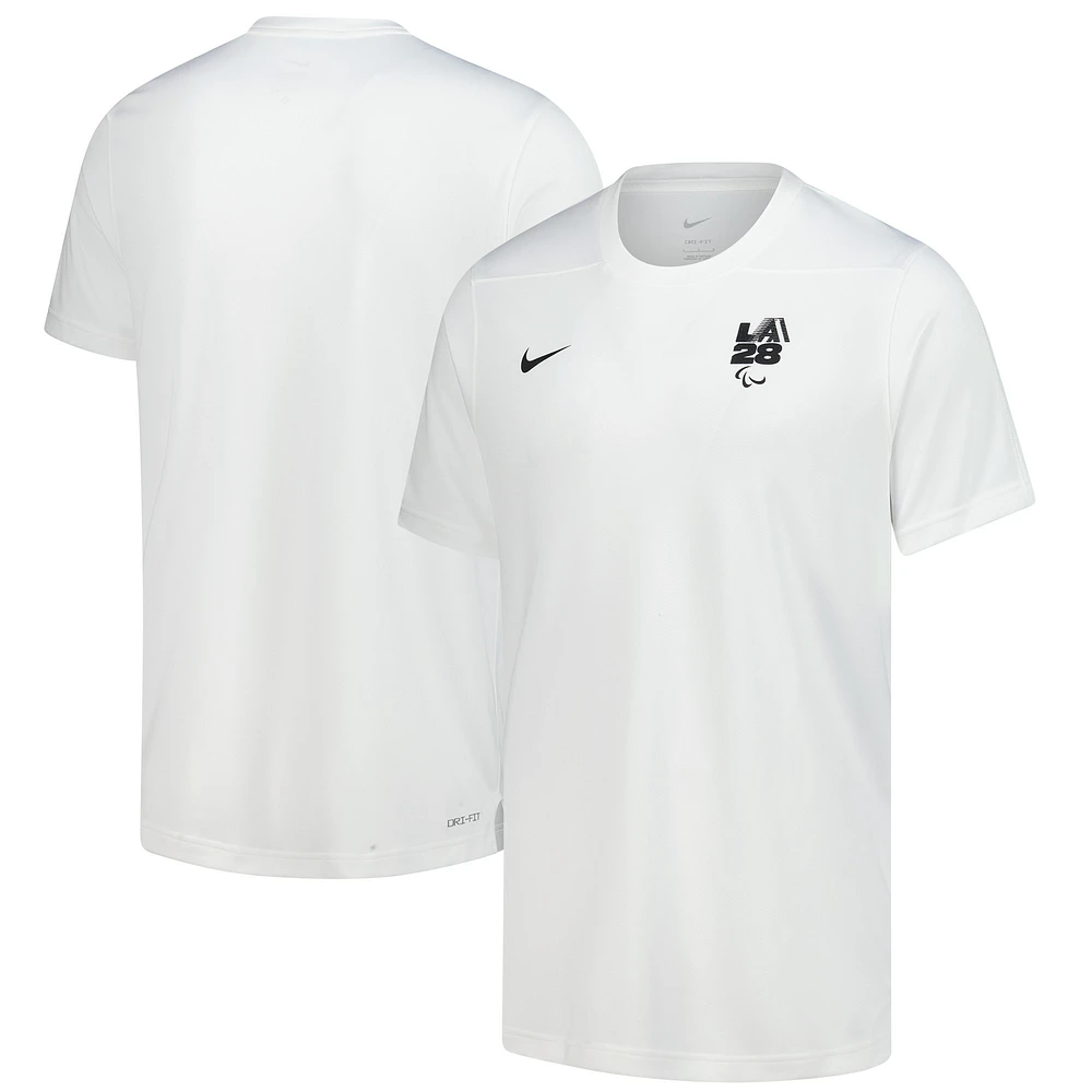 Men's Nike White LA28 Paralympics Performance Coaches T-Shirt