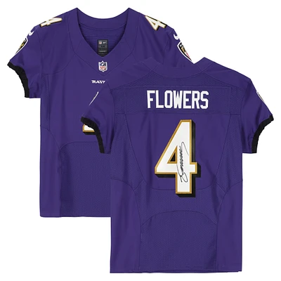 Zay Flowers Baltimore Ravens Autographed Purple Nike Elite Jersey