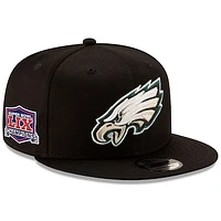 Men's New Era  Black Philadelphia Eagles Super Bowl LIX Champions Side Patch 9FIFTY Snapback Hat