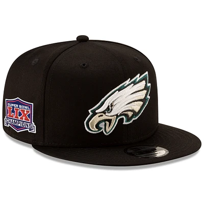 Men's New Era  Black Philadelphia Eagles Super Bowl LIX Champions Side Patch 9FIFTY Snapback Hat
