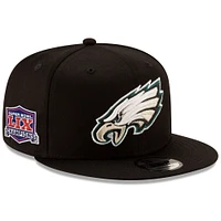 Men's New Era  Black Philadelphia Eagles Super Bowl LIX Champions Side Patch 9FIFTY Snapback Hat