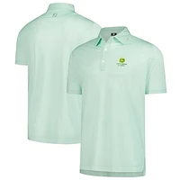 Men's FootJoy  Light Green John Deere Classic Checker Print Lisle Polo
