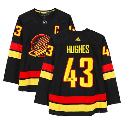 Quinn Hughes Vancouver Canucks Autographed Black Alternate adidas Authentic Jersey