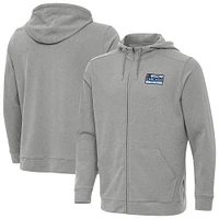 Men's Antigua Heather Gray NASCAR Chicago Street Race Effortless Full-Zip Hoodie Jacket
